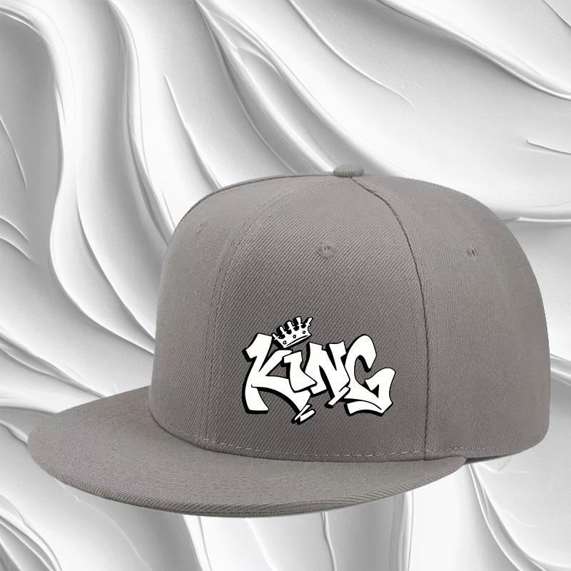 King Graffiti Art Flat Brim Baseball Cap Unisex Adjustable Hip Hop Streetwear Hat