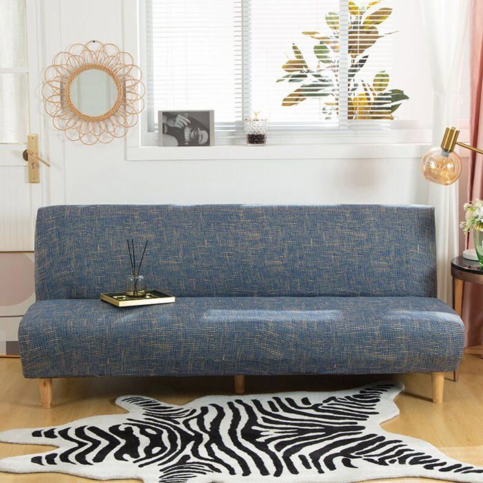 Housse de Canap Extensible sans Accoudoirs Universelle Facile Installer et Nettoyer Bleu couleurs multiples LARGEIGHT