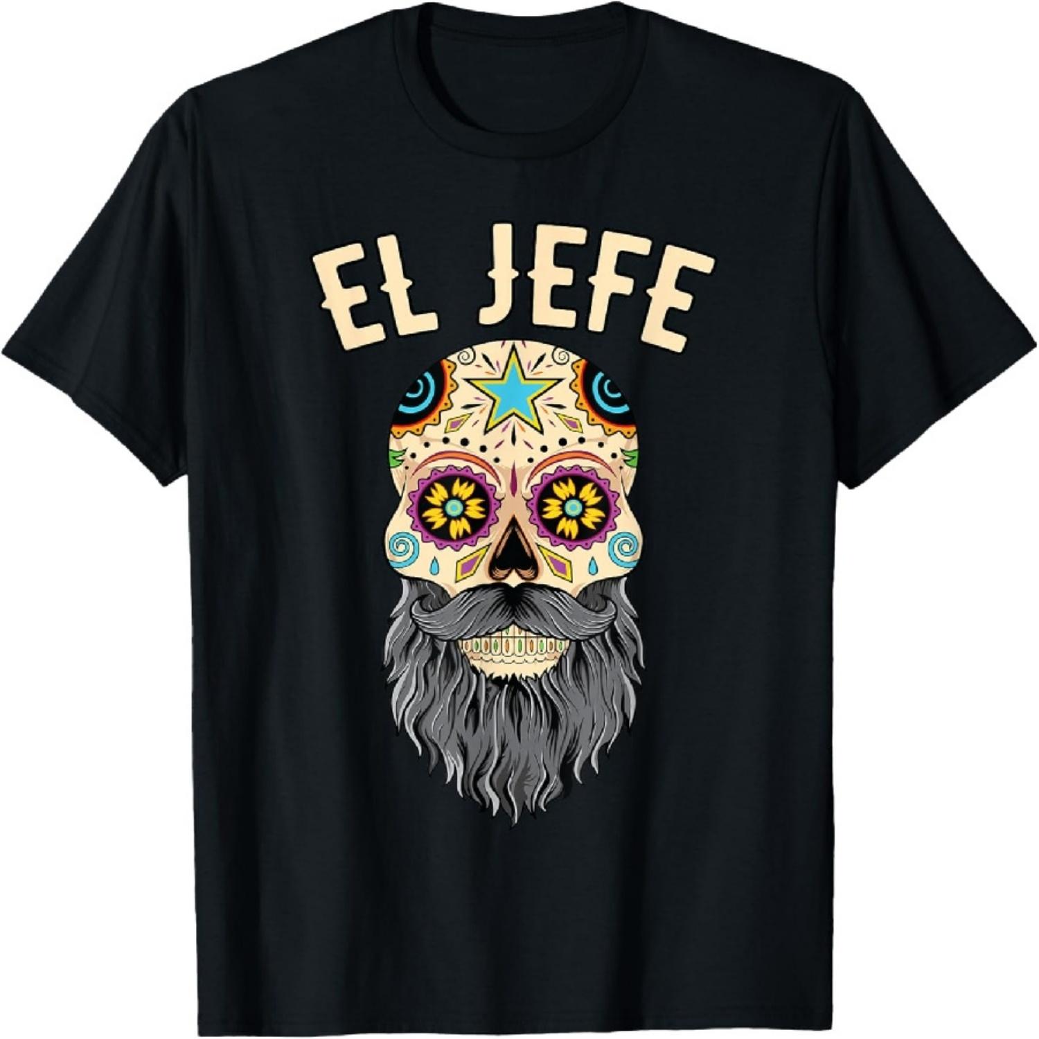 

Sugar Skull Shirt Men Dia De Los Muertos El Jefe T-Shirt XXXXXL чёрный