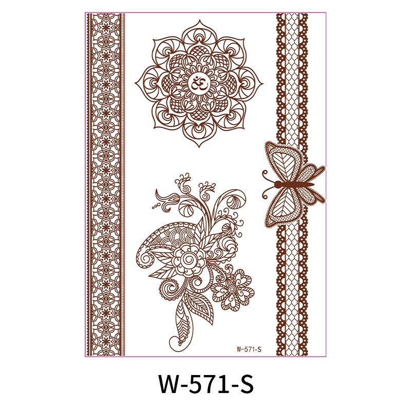 Indian Lace Tattoo Sticker Reddish-Brown Waterproof Tattoo Sticker