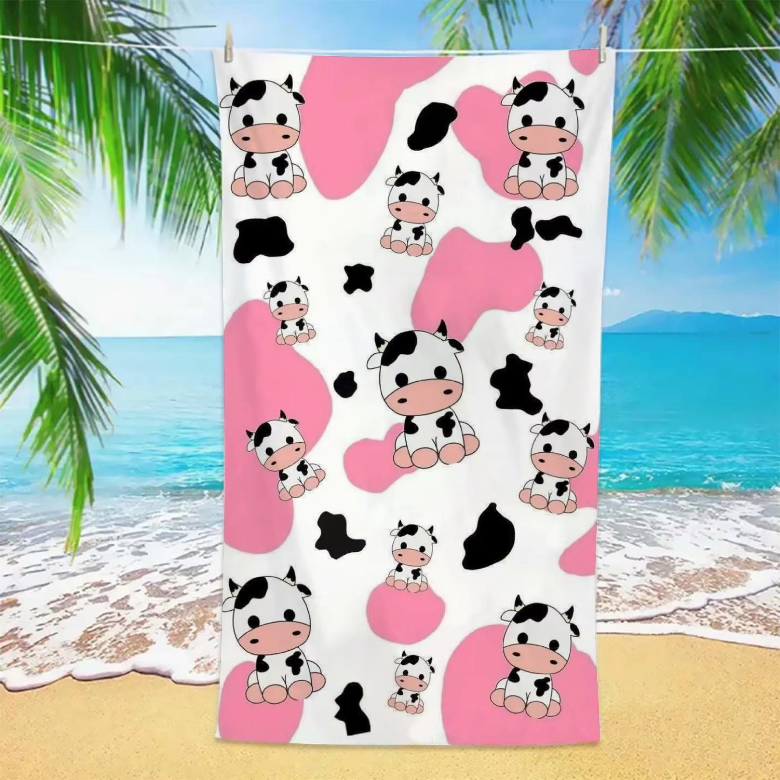 

1 pc Pink Cow Cartoon Beach Towel, Lightweight Sand-Resistant, Ideal for Beach Pool Travel, Perfect for Kids & Women W30*H60(CM)