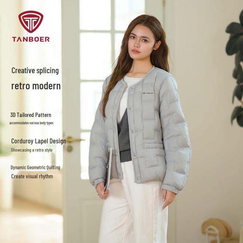 Tanboer Women's Lightweight Round Neck Down Jacket