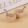 4Pcs/Set Dollhouse Miniature Furniture Small Wooden Bowl Spoon Model Diy