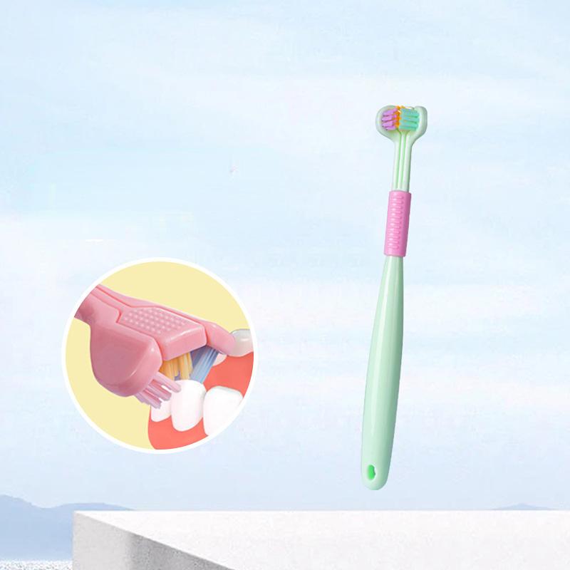 Baby Oral Health Care Kinder 360 ° Saubere Zähne Zähne Saubere Bürste Drei Seiten Candy Farbe Weiche Zahnbürste Kinder Zahnpflege 3-12Y