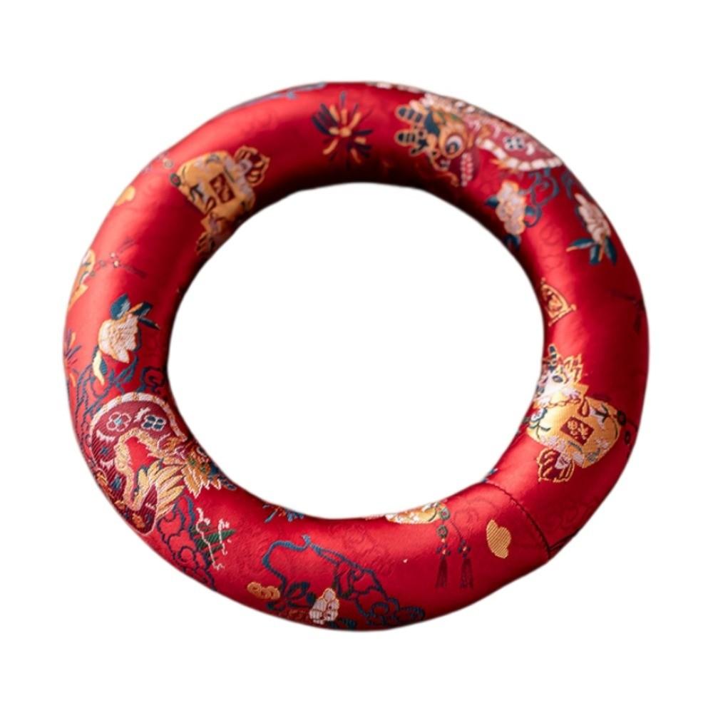 Donut Shape Singing Bowl Mat Nepalese Wooden Fish Coaster Sound Copper Out Mat Meditation