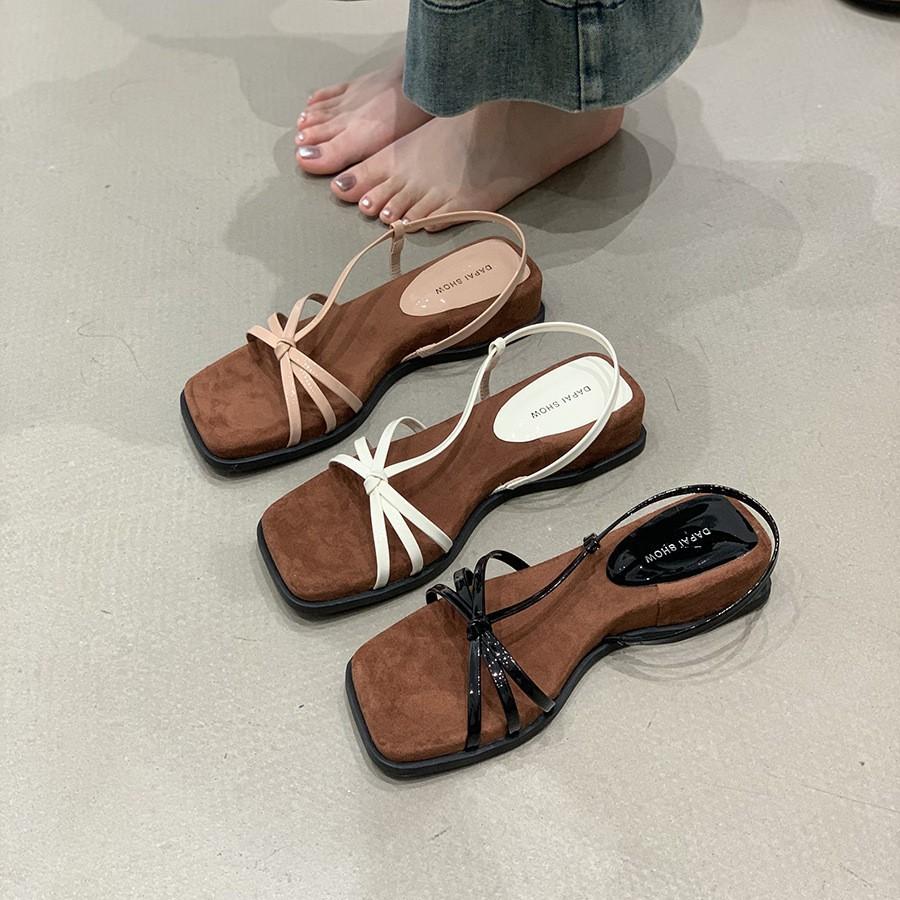 Wedge heel retro temperament sandals women's new naked pink with skirt niche lace shoes