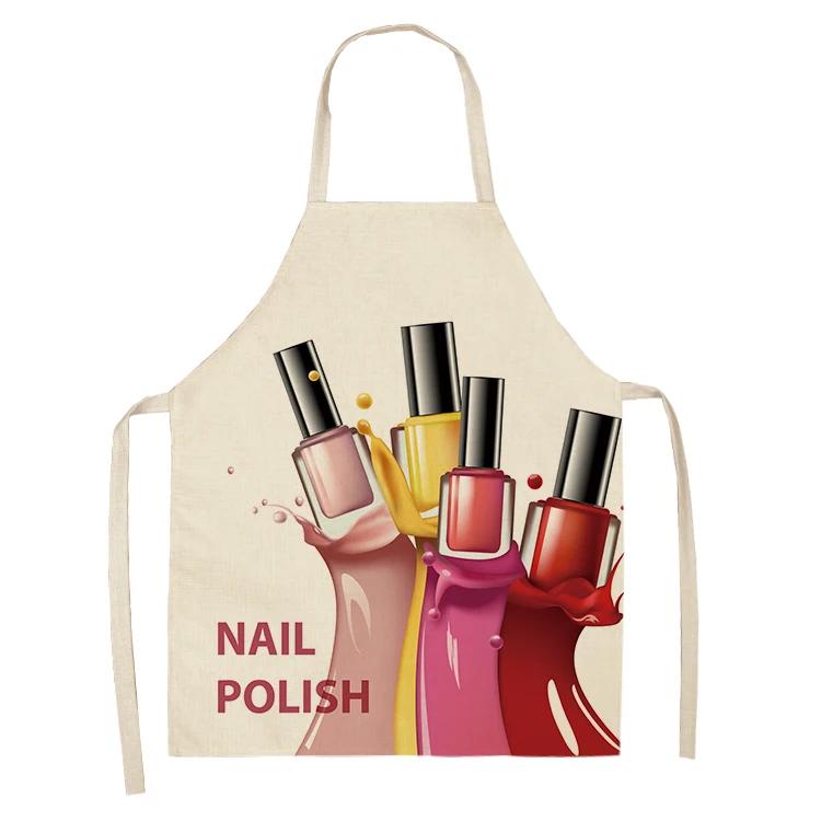 Nail Polish Lipstick Kitchen Cotton Linen Apron Bib Home Cleaning Ladies Cooking Picnic