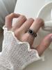 PANJBJ 925 Sterling Silver Black Agate Rings for Women Line Texture Hollow Out Design Retro Jewelry Gift Dropshipping