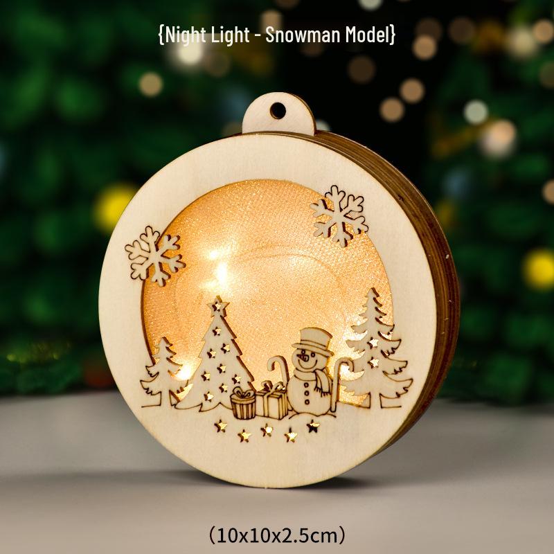 Luminous Handmade Wooden Christmas Tree Ornament Pendant Decor Gift.