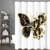 Black and Gold Creative Butterfly Shower Curtain, Bathroom Decorative Shower Curtain, Waterproof Shower Curtain with Hooks