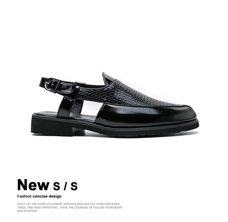 Summer Woven Leather Sandals for Men & Women - Plus Size, Solid Color Outdoor Beach Sandals