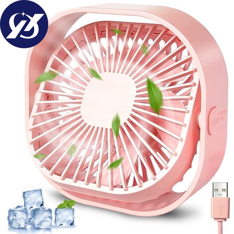 Ventilator de birou USB Mini ventilator de răcire de birou cu 3 viteze reglabile, ventilatoare puternice, silențioase, USB