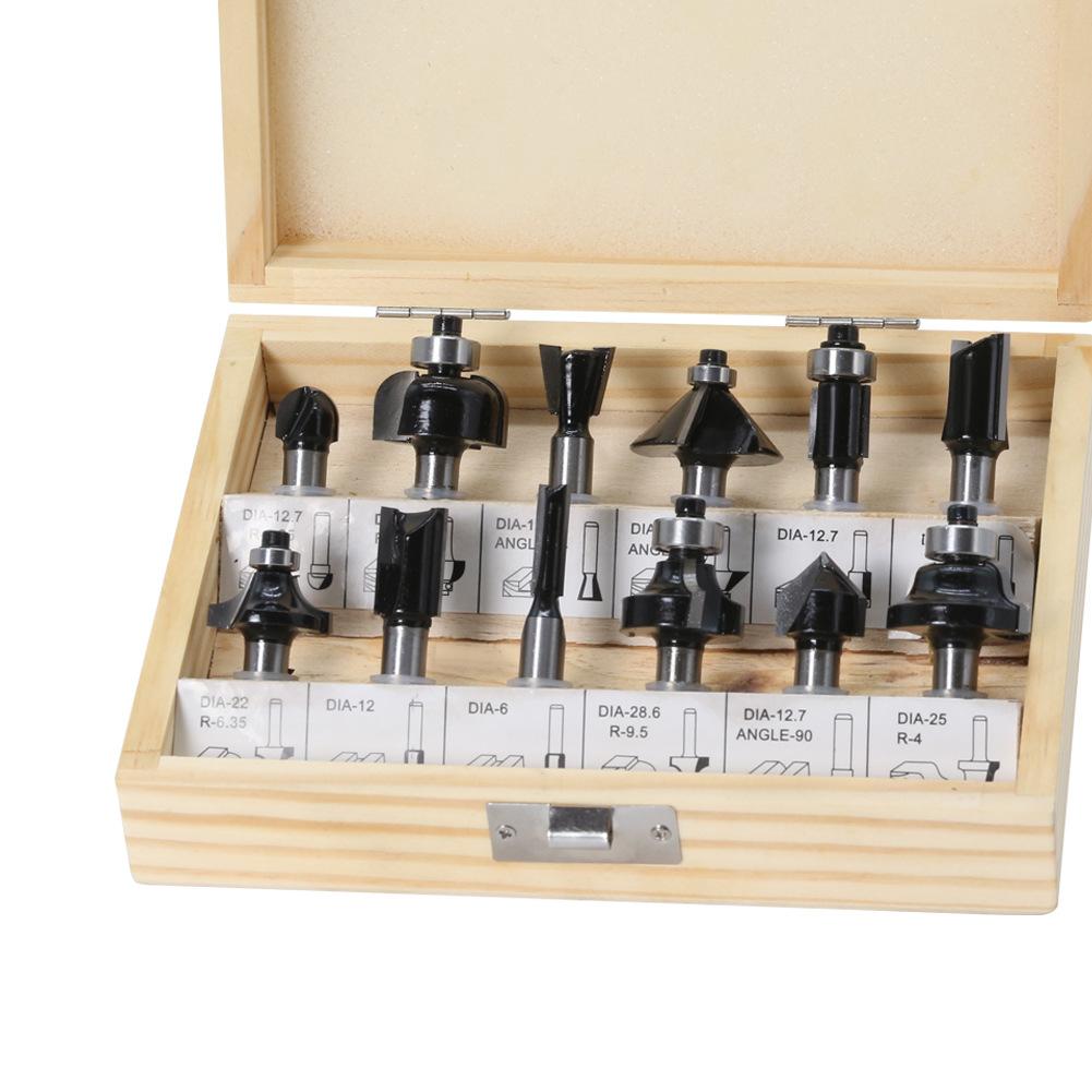 12-Piece Set Of 8-Handle Black Woodworking Milling Cutters, Woodworking Engraving Machine/Bakelite Milling/Trimming Machine, Cutter Head Set Of Knives