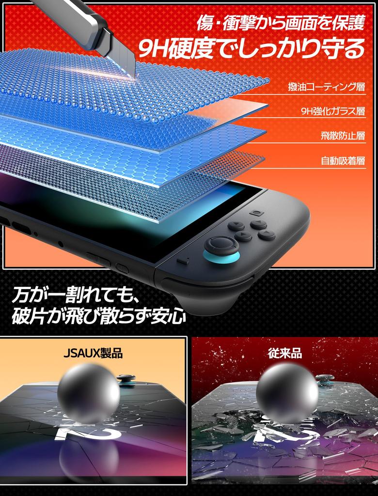 JSAUX Compatible Switch 2 Screen Protector with Easy Guide Frame High Full Screen 9H Touch Dock Compatible [3-Pack] Transparency, Protection,