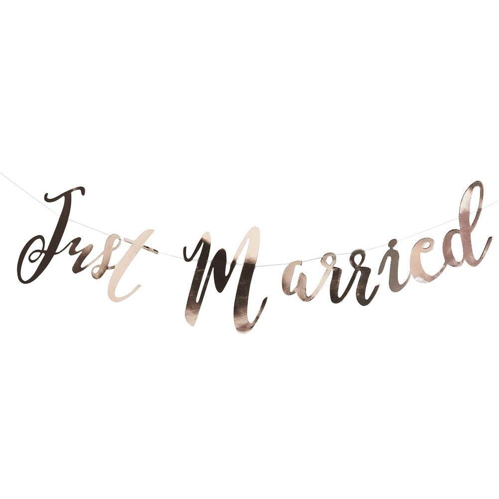 Rose  Just Married Mr & Mrs Team Bride English Words Wedding Party Banner Decoration String Flag