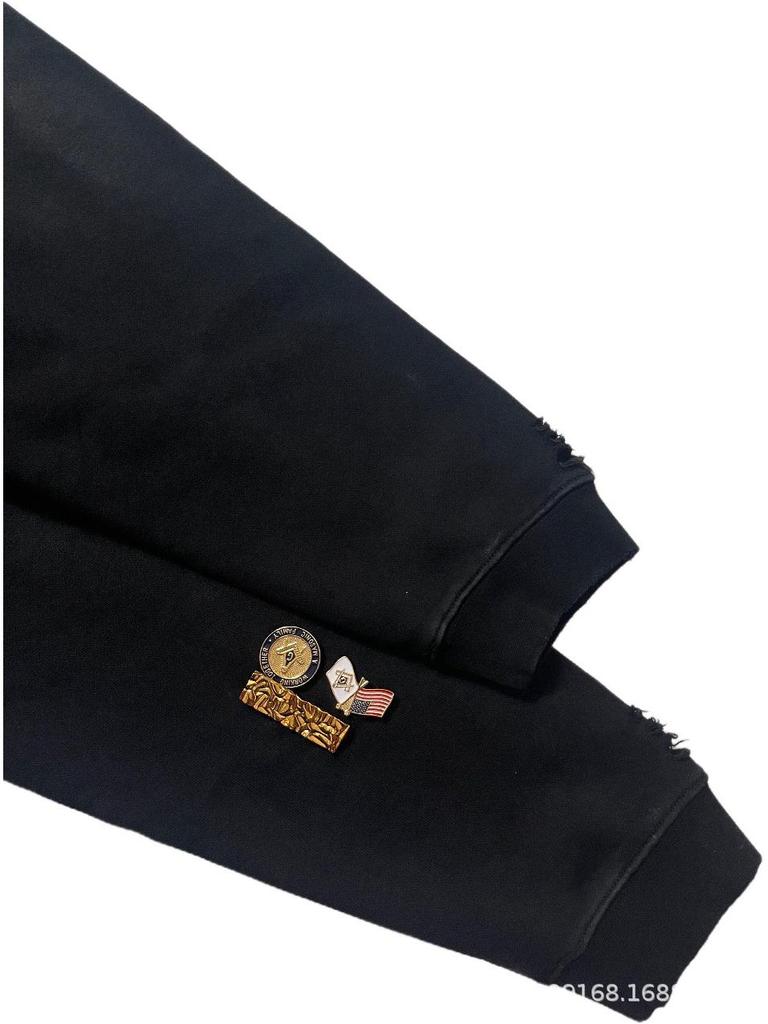 2025 Autumn/Winter Distressed Letter Print Zipper Hoodie One Piece