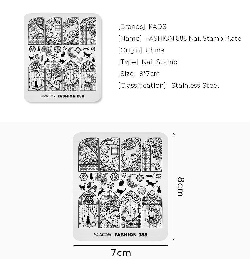 kads Fashion 088 Nail Stamping Plate Nail Printing Stencil for Nail Stamping Polish Nail Stencil Template