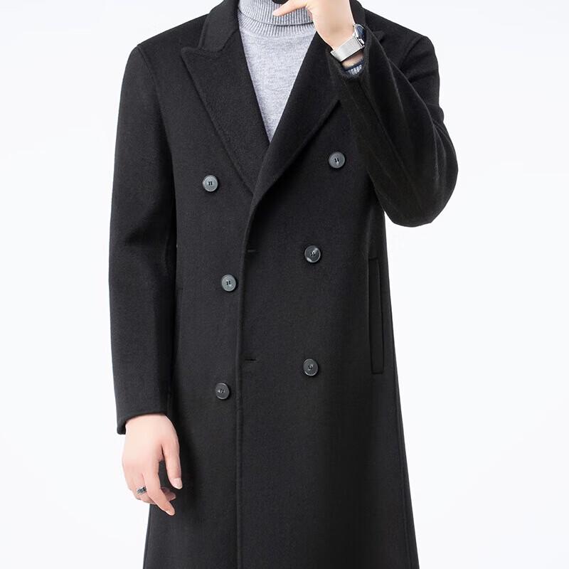Firstview Men's Casual Mid-Length Double-Sided Wool Blend Overcoat