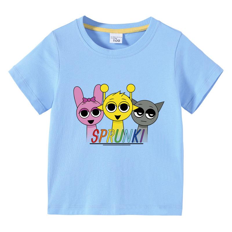2025 Summert Shirt Sprunki Kids Clothes Incredibox Boys Girls Cotton T-shirts Cartoon Game Character Print Tops Cool Comfortable Short Gift