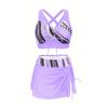 Conjunto de Traje de Baño de 3 Piezas para Mujer, Bikini de Moda con Falda, Ropa de Playa, Top de Lazo Ajustable y Falda con Cordón Lateral
