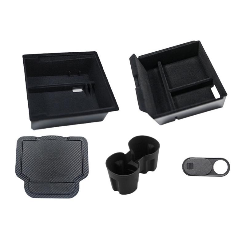 Privacy Focused Center Console Storage System with Concealed Tray Vehicle Console Organizer Kit for Electric Vehicles