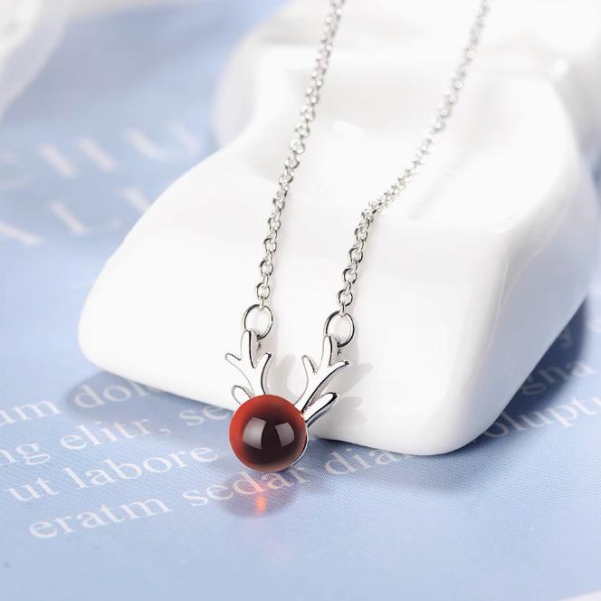 Korean Style Cute Reindeer Antler Necklace for Women - Mori Style Versatile Clavicle Chain