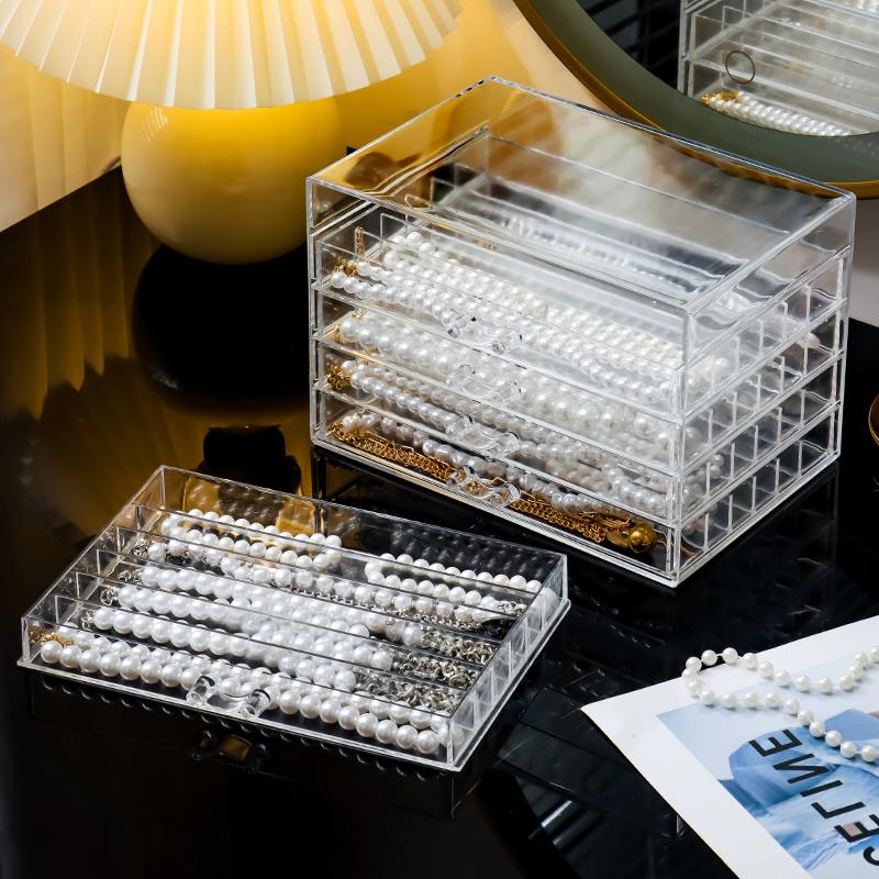 Transparent Cover Necklace Display Case, Jewelry Tray with Clear Lid, Necklace Storage Box