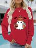 European and American Autumn/Winter Women's Cartoon Print Pullover Sweatshirt with Long Sleeves and Round Neck for Halloween