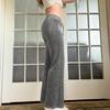 Autunno Donna Vintage Velluto Vita Bassa Slim Semplici Casual Pantaloni Gamba Larga