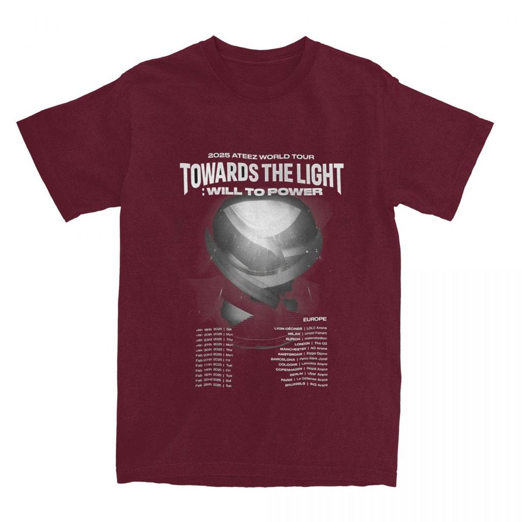 Korean Kpop 2025 Ateez World Tour Towards The Light: Will To Power T Shirts Short Sleeve 100% Cotton Crew Neck 5XL 6XL Top Tees