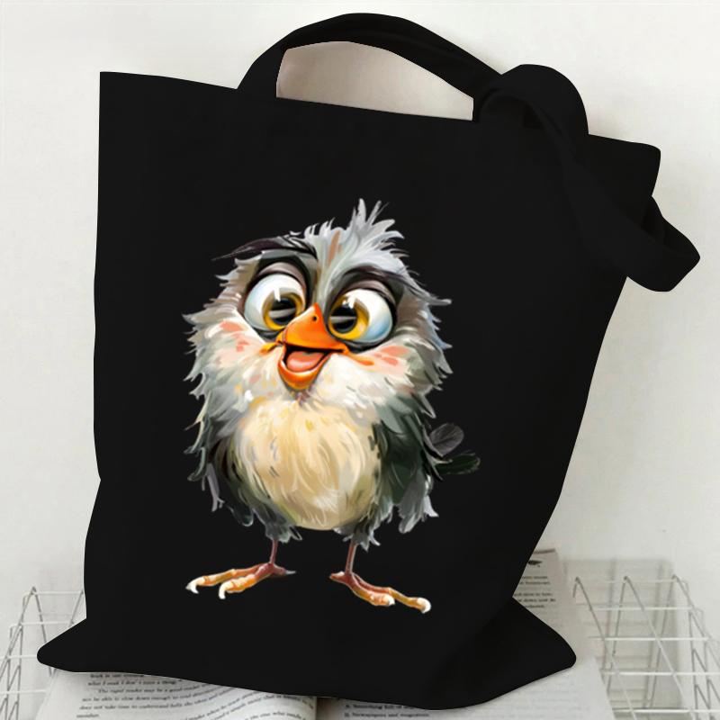 

Сумка через плечо с принтом акварельных животных Birde Женская мода Мультяшная сова Холщовая сумка-тоут Смешные женские сумки Harajuku Birde в стиле аниме