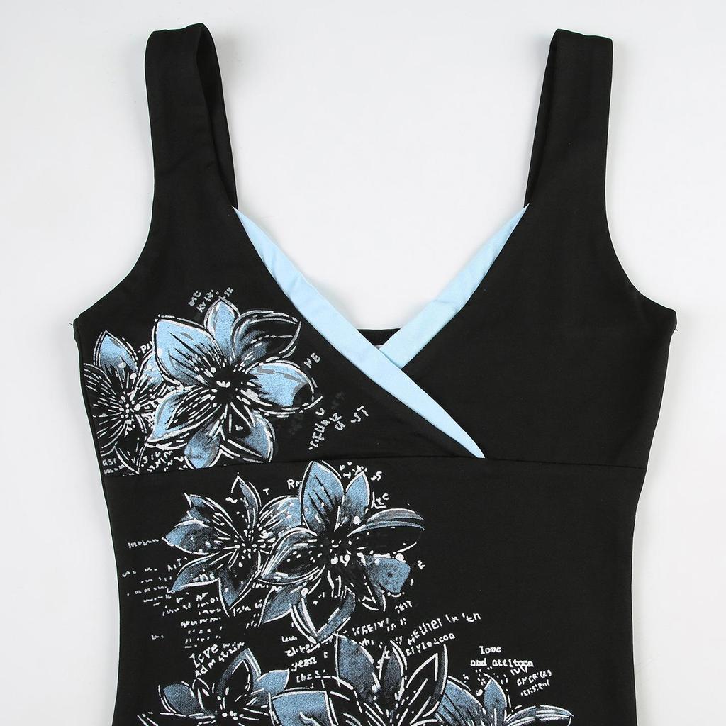 Y2K Millennium Spicy Girl Retro Floral Slim Fit V-neck Camisole for Women