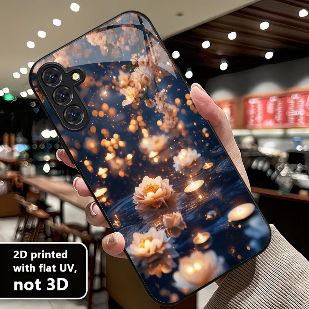 lights Flower Protective Exquisite High-end PhoneCase Glass PhoneCase for Samsung Galaxy S26 S25 S24 S23 S22 S21 FE,Ultra,Plus