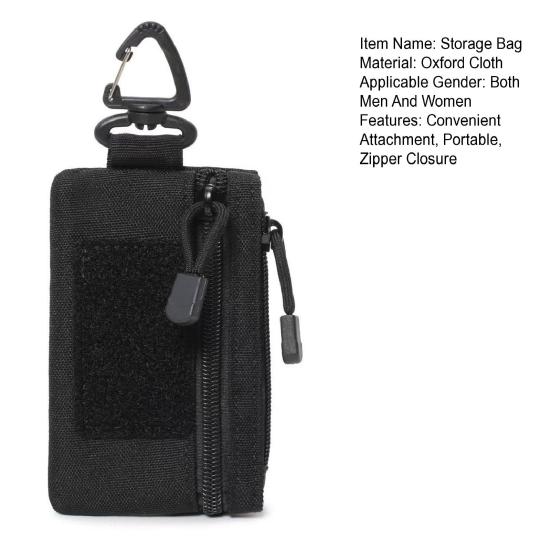Mini Tactical Pouch Zippered EDC Utility Pouch with Carabiner Military Keychain Pouch Wallet for Belt Backpack Camping Hiking Hunting