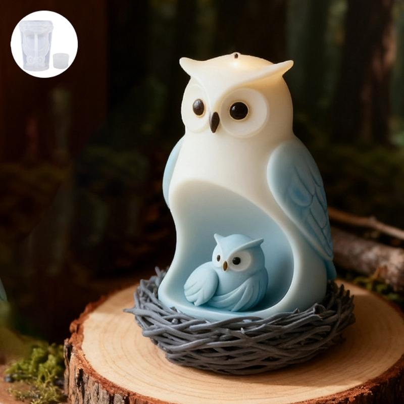 Statue Famille Hiboux Moules à Bougies en Silicone Silicone de Qualité Alimentaire Pour Coulage Résine Savon Bougie Chocolat Décoration Halloween