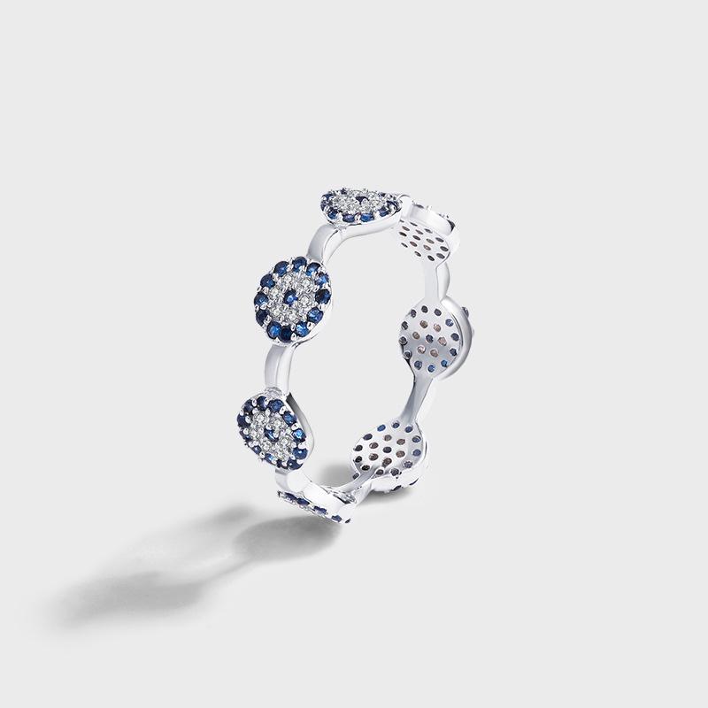 

Кольцо из стерлингового серебра S925 с цирконом «Злой глаз» для женщин - Модная бижутерия с дизайном глаза. Size 8