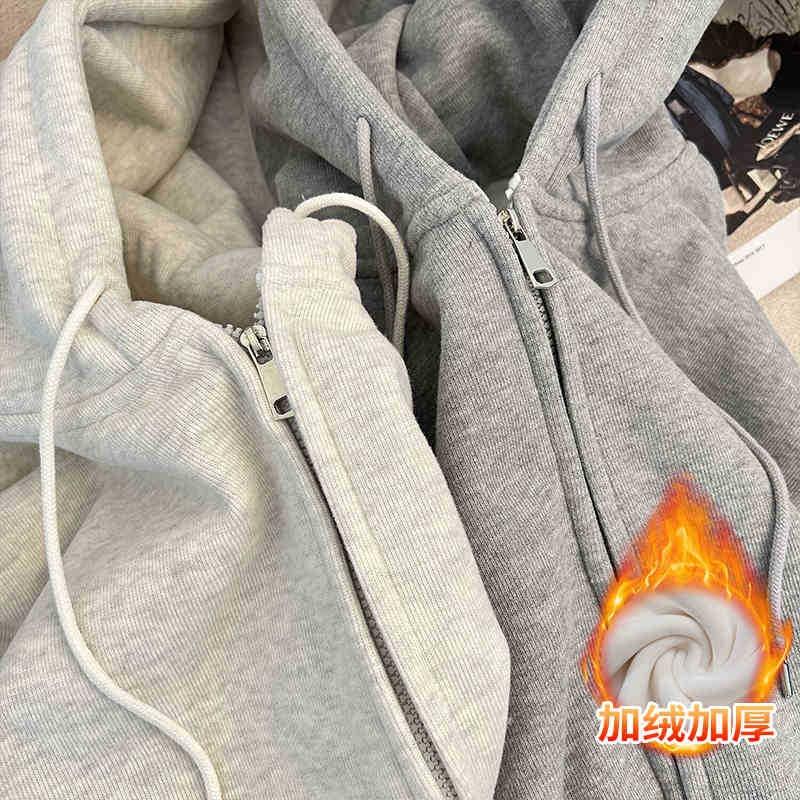 Blauer Kapuzenpullover Jacke Damen locker Oberteil Strickjacke roher Herbst, lässiger Look