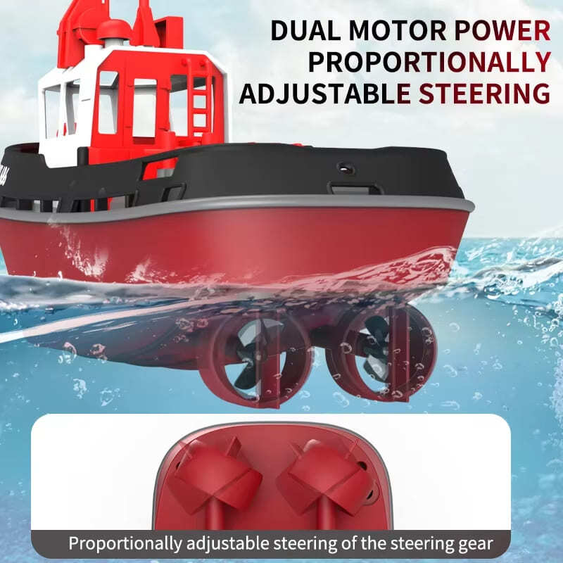 New RC Boat 2.4G Powerful Dual Motor Long Distance Wireless Power Remote Control Tugboat Model Suitable for Boys Gift Children's Toys