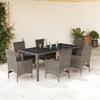 VidaXL Garden Dining Set and Cushions 7 Pcs Grey Rattan Glass, Outdoor Dining Set, Furniture of 3278559