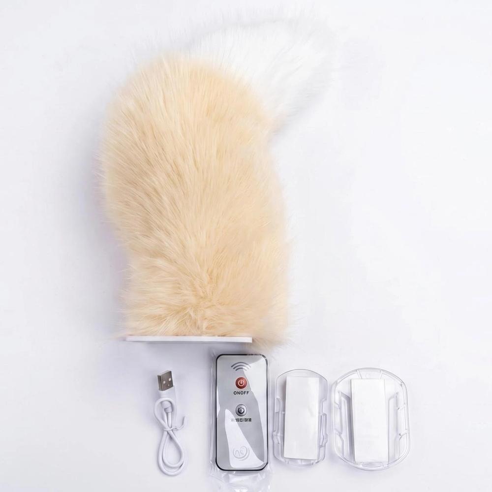 Electric Wagging Tail for Car Cute Plush Moving Auto Interior Exterior Ornament Remote Control Scooter Decor