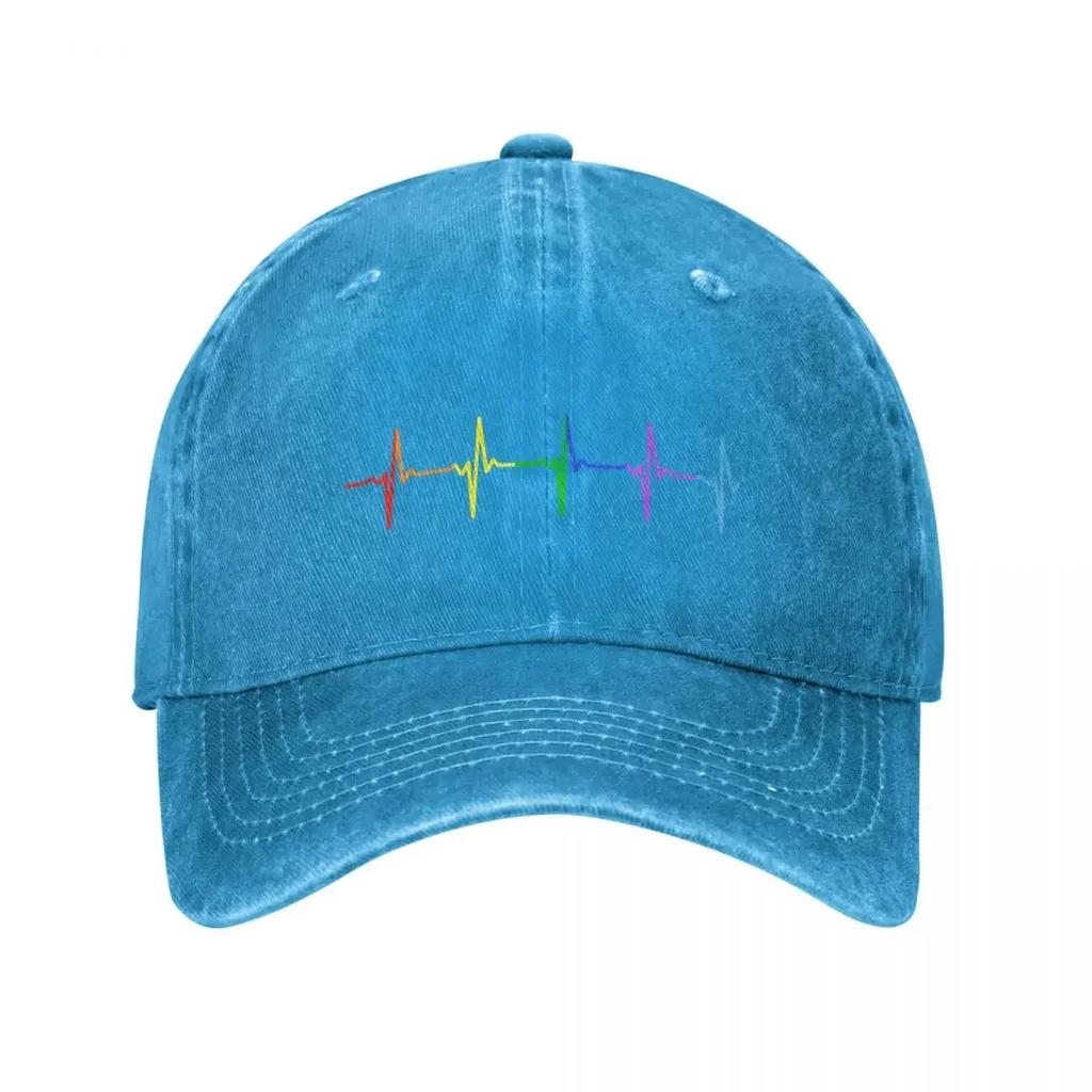 Rainbow Pulse Hearbeat LGBT Baseball Cap Kids Hat Horse Hat Cute Hat Unisex Luxury Caps For Women Unisexs