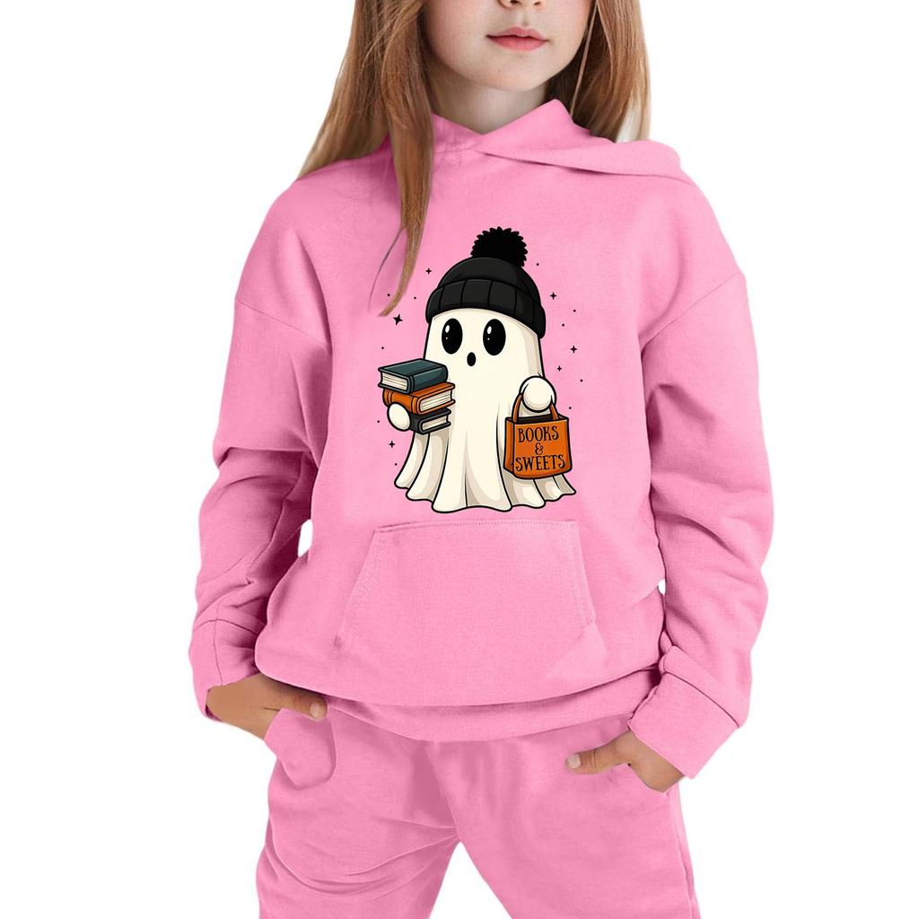 Kids Halloween Hoodie with Ghost Print Long Sleeve Pullover Sweatshirt for Boys and Girls Soft Comfortable Casual Top