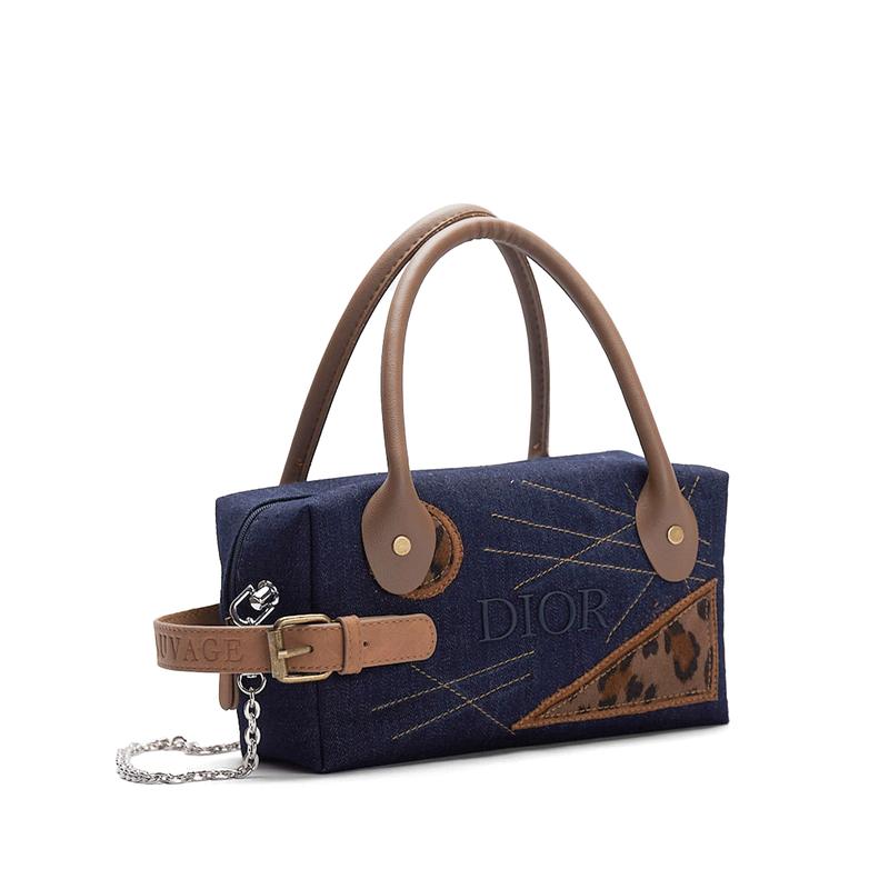 Dior Tasche [Maßgeschneiderte Kosmetiktasche] Blasenqualle, Zitrus-Salami, Umhängetasche, Tragbare Aufbewahrung, Jeansstoff, miu Dekonstruierter Leopardenprint