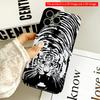 2DFlat Black and White Tiger Face Phone Case All Inclusive Film Hard iPhone Case, Compatible with iPhone 18 Pro Max 17 16 15 14 13 12 11