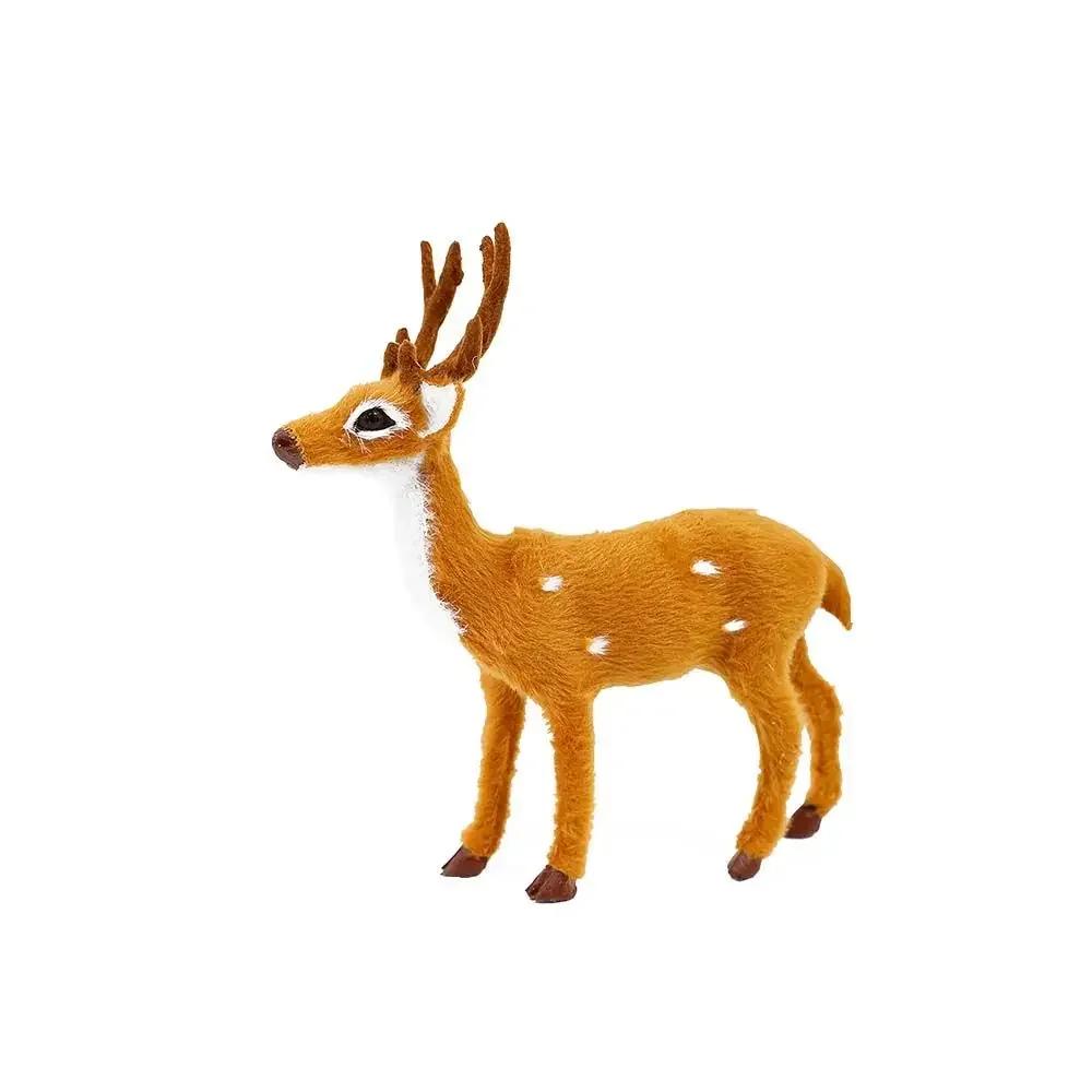 Craft Handmade Desktop Model New Year Xmas Reindeer Ornament Miniature Figurine Simulation Deer Christmas Decoration