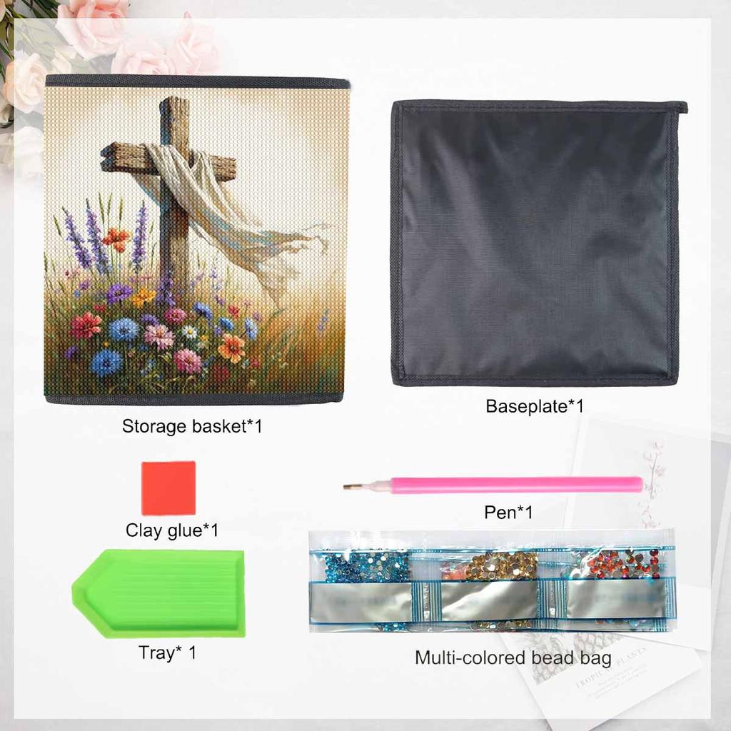 Graves and Crosses 5D Diamond Painting Storage Basket Full Round Drill Mosaic Diamond Embroidery Cross Stitch Kits Home Decor Home Decor