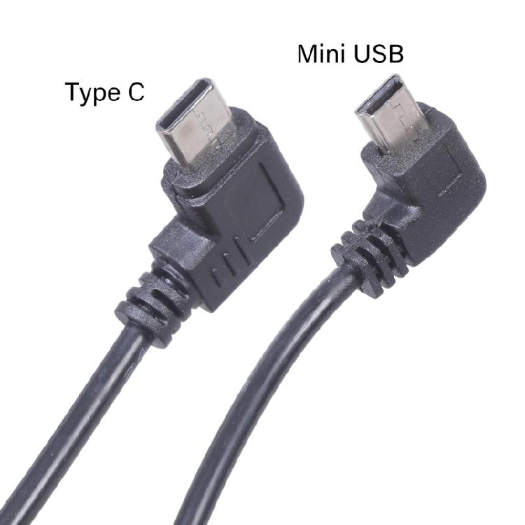Extended Length Right Angle Charging Cable Type C To Mini USB Cord 340cm Long For Recorders Navigation Gear