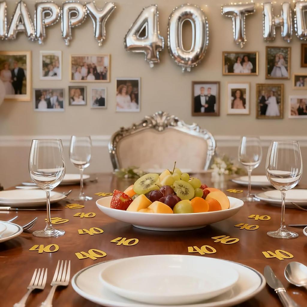 Gold Glitter 40th Birthday Confetti - Forty Birthday Confetti Paper Scatter Party Table Decor, Happy 40th Anniversary Party Decor (Gold Glitter 40th