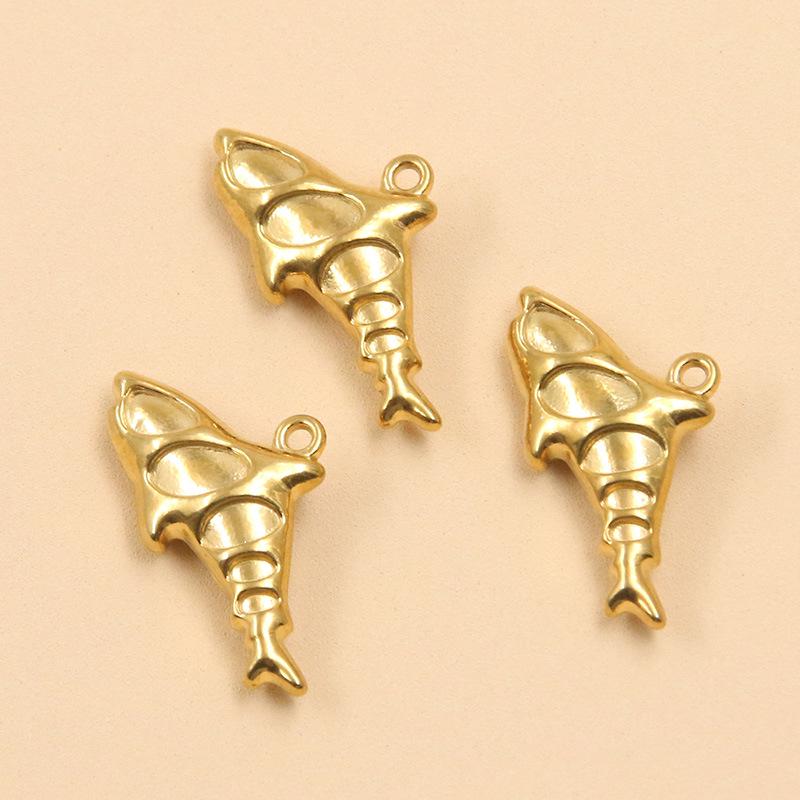 Ciondolo Pesce Rosso Placcato Oro 18k in Acciaio Inossidabile per Bracciale/Collana Fai da Te (Serie Oceano)