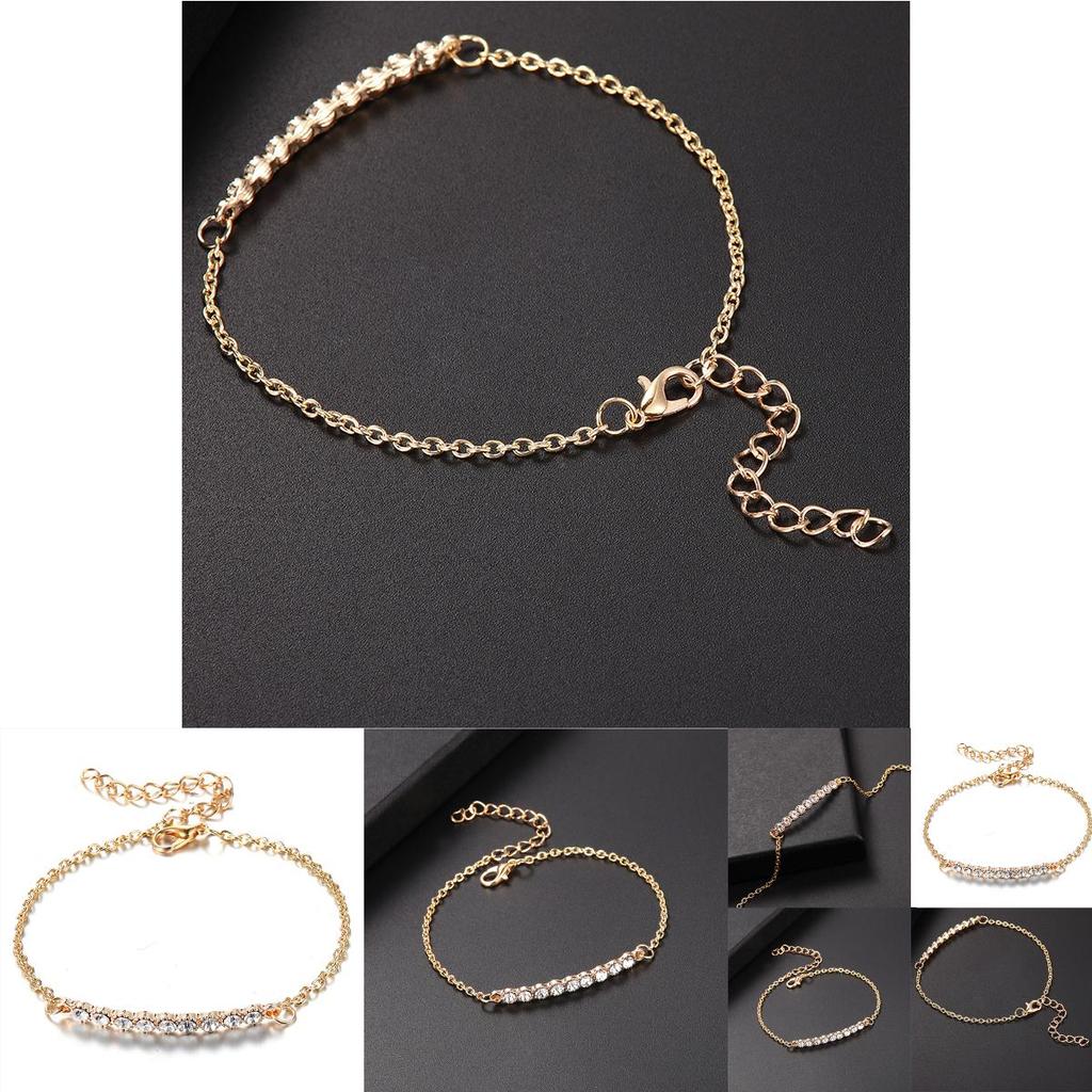 Luxurious Gold Plated Chain Bracelet With Sparkling Rhinestones For Women